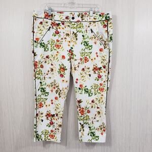 Disney Alice through the looking glass floral capri pants w/ zipper detail sz 14